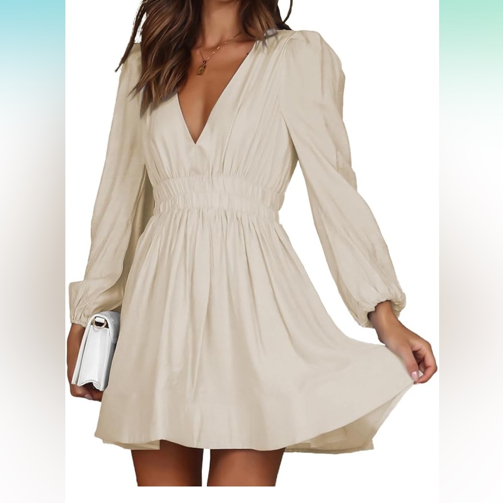 Cream long sleeve dress